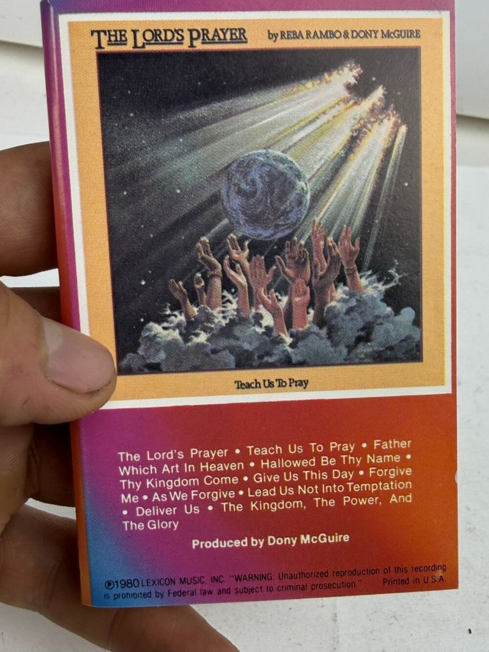 the lords prayer by reba rambo & dony mcguire cassette - poster collectable only